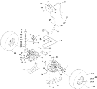 Ground Drive Assembly Diagram and Parts List for 74504TE 400000000-404319999 Toro Lawn Mower