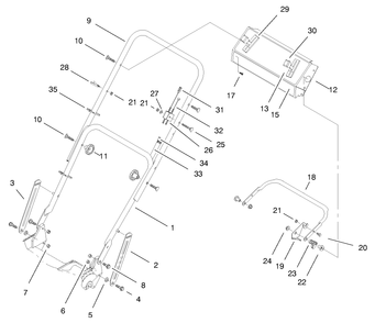 Handle Assembly Diagram and Parts List for 20470 7900001 - 7999999 Toro Lawn Mower