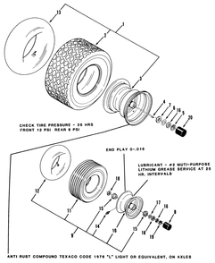 Wheels And Tires Diagram and Parts List for Y1-16OE02  Toro Lawn Tractor