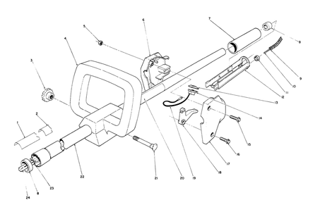 Handle Assembly Diagram and Parts List for 51652 1000001 - 1999999 Toro Trimmer