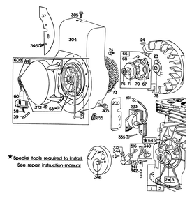 Engine Briggs & Stratton Model No. 130232 Type No. 0497-01 Diagram and Parts List for 3104 9000001 - 9999999 Toro Lawn Tractor Accessories