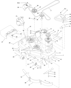 Deck Assembly Diagram and Parts List for 74902TE (314000001-314999999)(2014) Toro Lawn Mower