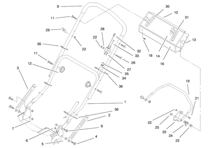 Handle Assembly Diagram and Parts List for 20776 7900001 - 7999999 Toro Lawn Mower