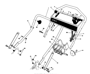 Handle Assembly Diagram and Parts List for 20624C 8000001 - 8999999 Toro Lawn Mower