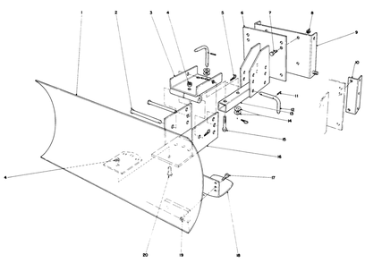 Grader Blade Assembly Model 59099 Diagram and Parts List for 38080 8000001 - 8999999 Toro Snow Blower