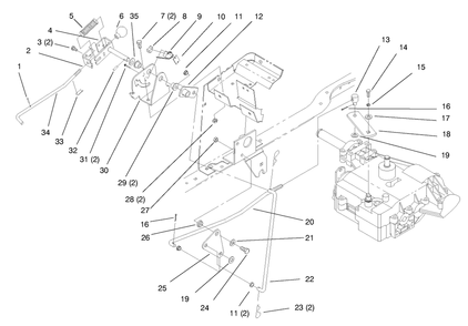 Gear Shift Linkage Diagram and Parts List for 72045 8900001 - 8900399 Toro Lawn Tractor