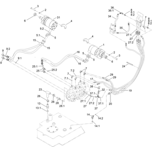 Hydraulic Motor And Hose Assembly Diagram and Parts List for 22328 411840000 - 412438202 Toro Lawn Tractor Accessories