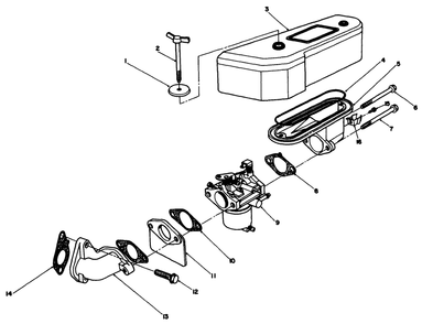 Air Cleaner & Carburetor Assembly Diagram and Parts List for 30165 3900001 - 3999999 Toro Lawn Tractor Accessories