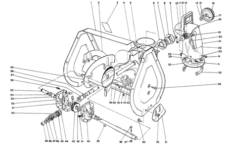 Auger Assembly Diagram and Parts List for 38072 4900001 - 4999999 Toro Snow Blower