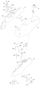Body Styling And Fuel Pod Assembly Diagram and Parts List for 75755W 407200000 - 412259805 Toro Lawn Tractor