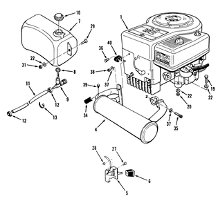 Engine Fuel & Exhaust Assembly Diagram and Parts List for 32-12BEA3 1000001 - 1999999 Toro Lawn Tractor