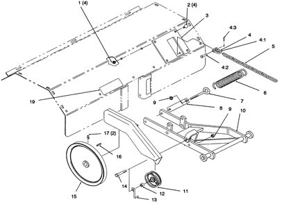 Hitch, Drive & Idler Pulleys Diagram and Parts List for 79271 6900001 - 6999999 Toro Lawn Tractor