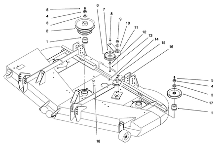 Pulleys And Idler Assembly Diagram and Parts List for 30162 492001 - 499999 Toro Lawn Mower