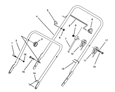 Handle Assembly Diagram and Parts List for 16411 3900001 - 3999999 Toro Lawn Mower