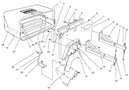 36in Model 30125 Assembly Diagram and Parts List for 30128 990001 - 999999 Toro Lawn Tractor Accessories