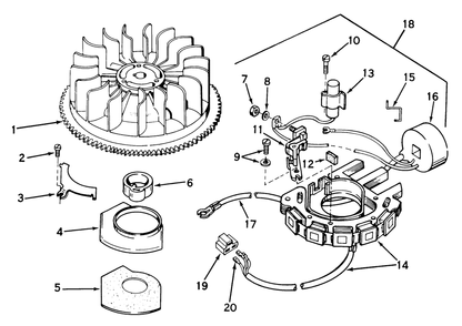 Model 610816 Magneto Assembly (Electric) Diagram and Parts List for 57104 0000001 - 0999999 Toro Lawn Tractor
