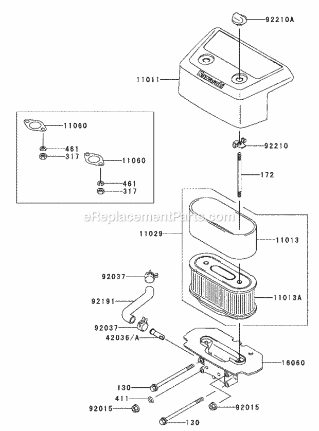 Air-Filter Assembly Kawasaki Fh601v-Ds06 Diagram and Parts List for 74179 230005001-230006000 Toro Lawn Mower