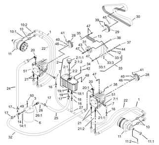 Hydraulic System Assembly Diagram and Parts List for 74214 (230006001-230999999)(2003) Toro Lawn Mower