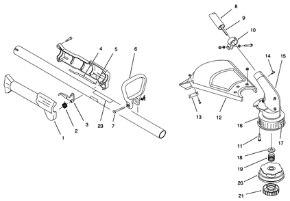 Boom And Trimmer Assembly Diagram and Parts List for 51906 69000001 - 69999999 Toro Trimmer