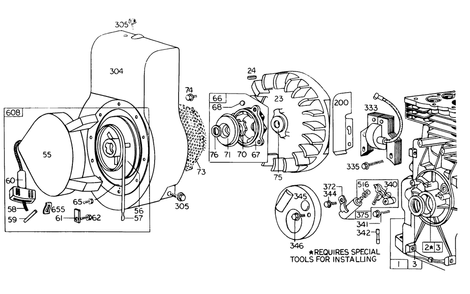 Rewind Starter Diagram and Parts List for 62933 4000001 - 4999999 Toro Leaf Blower / Vacuum
