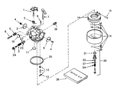 Carburetor Tecumseh No. 632334a Diagram and Parts List for 38574 0000001 - 0999999 Toro Snow Blower