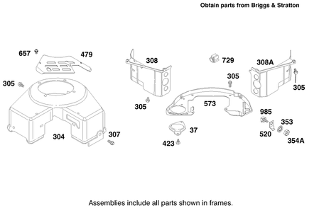 Engine Briggs & Stratton Model 303776-1188-A1 Diagram and Parts List for 30188 7900001 - 7999999 Toro Lawn Tractor Accessories