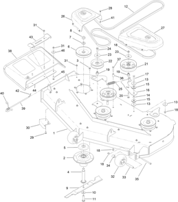 Deck Assembly Diagram and Parts List for 44454 400000000-406643228 Toro Lawn Mower