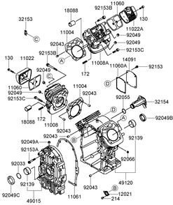 Cylinder And Crankcase Assembly Diagram and Parts List for 74237CP (270000001-270999999)(2007) Toro Lawn Mower