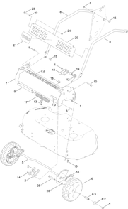 Front Bumper And Wheel Assembly Diagram and Parts List for 22207 407300000-410099999 Toro Lawn Mower
