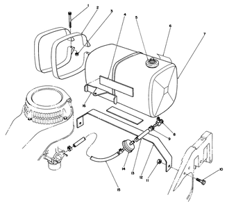 Gas Tank Assembly Diagram and Parts List for 22025 8000001 - 8999999 Toro Lawn Mower