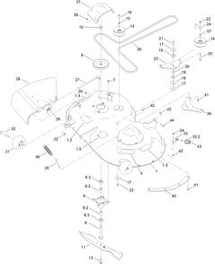 42in Deck And Decal Assembly Diagram and Parts List for 75748 414400000 - 999999999 Toro Lawn Tractor