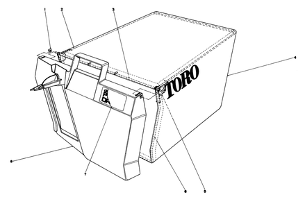 Grass Bag Assembly Diagram and Parts List for 20790 9000001 - 9999999 Toro Lawn Mower