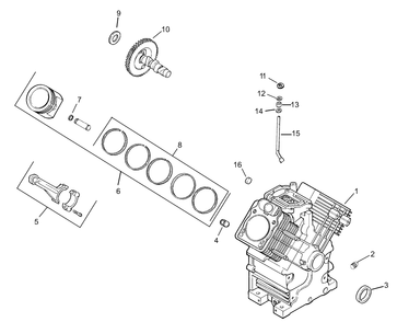 Crankscase Assembly Diagram and Parts List for 74231 (230006001-230999999)(2003) Toro Lawn Mower
