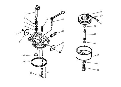 Carburator No. 640086 Diagram and Parts List for 38171 8900001 - 8999999 Toro Snow Blower