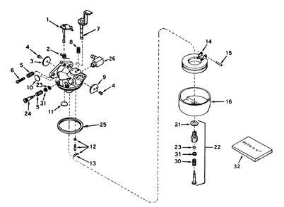 Carburetor No. 631916 (5 H.P. Snowthrower Model No. 38040) Diagram and Parts List for 38040 8000001 - 8999999 Toro Snow Blower