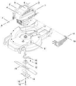 Engine & Blade Assembly Diagram and Parts List for 20494 8900001 - 8999999 Toro Lawn Mower