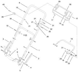 Handle Assembly Diagram and Parts List for 20494 8900001 - 8999999 Toro Lawn Mower