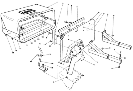 36 Inch Side Discharge Bagging Kit No. 30125 (Optional) Diagram and Parts List for 30112 6000001 - 6999999 Toro Lawn Tractor Accessories