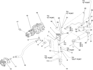 Steering Valve Plumbing Assembly Diagram and Parts List for 25530T 323000000 - 999999999 Toro Lawn Tractor Accessories