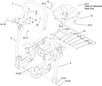 Part Location Diagram of 103-5537 Toro SEAT FRAME Assembly