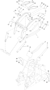 Loader Arm Assembly Diagram and Parts List for 22327 409940000 - 411509999 Toro Lawn Tractor Accessories