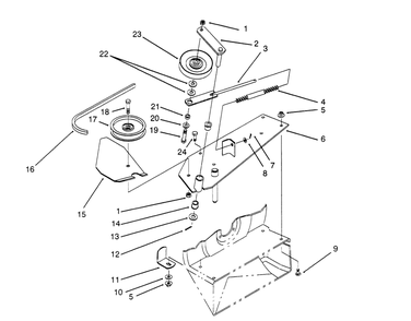 Pulley & Belt Assembly Diagram and Parts List for 79301 3900001 - 3999999 Toro Lawn Tractor Accessories