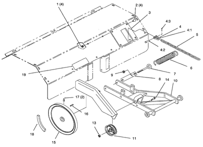 Hitch, Drive & Idler Pulleys Diagram and Parts List for 79370 6900001 - 6999999 Toro Lawn Tractor