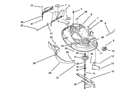 Housing & Spindle Assembly (38" Cutting Unit)(Model No. 71181 Only) Diagram and Parts List for 71203 3900001 - 3999999 Toro Lawn Tractor