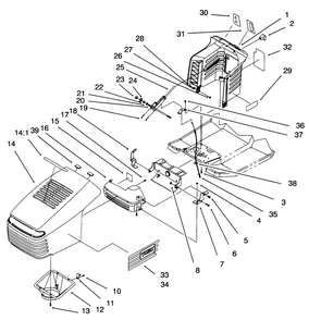 Hood & Tower Assembly Diagram and Parts List for 71217 6900001 - 6999999 Toro Lawn Tractor