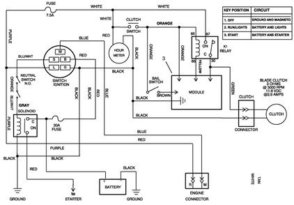 Electrical Schematic Diagram and Parts List for 30187 795001 - 799999 Toro Lawn Tractor Accessories