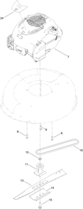 Engine And Blade Assembly Diagram and Parts List for 21750 407300000 - 410999999 Toro Lawn Mower