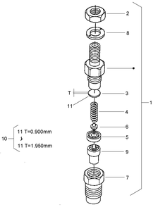 Nozzle Holder Assembly Diagram and Parts List for 74265TE (270000001-270999999)(2007) Toro Lawn Mower
