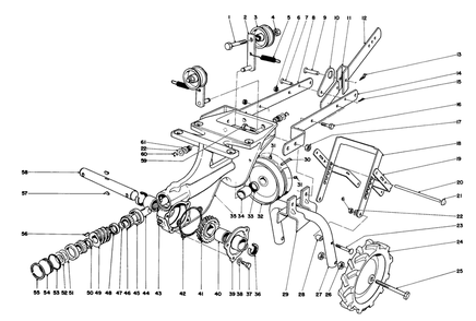 Chassis Assembly Diagram and Parts List for 58226 1000001 - 1999999 Toro Tiller