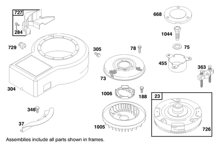 Engine Briggs & Stratton Model 28m707-1122-E1 Diagram and Parts List for 71208 8900001 - 8999999 Toro Lawn Tractor